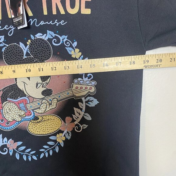 NWT Disney Mickey Mouse Forever True Black Womens Sweatshirt Small Rhinestone - Picture 7 of 7